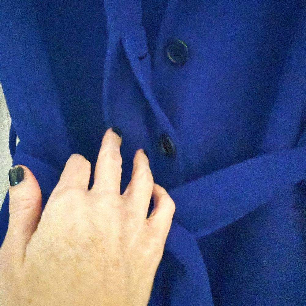 Elegant Blue Belted Coat - Picture 2 of 4